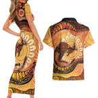 Indigenous Kangaroo Australia Couples Matching Short Sleeve Bodycon Dress and Hawaiian Shirt Australian Aboriginal Art Proud
