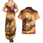 Indigenous Kangaroo Australia Couples Matching Summer Maxi Dress and Hawaiian Shirt Australian Aboriginal Art Proud