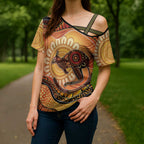 Indigenous Kangaroo Australia Cross Shoulder Shirt Australian Aboriginal Art Proud
