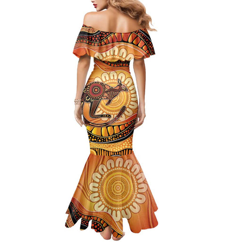 Indigenous Kangaroo Australia Family Matching Mermaid Dress and Hawaiian Shirt Australian Aboriginal Art Proud