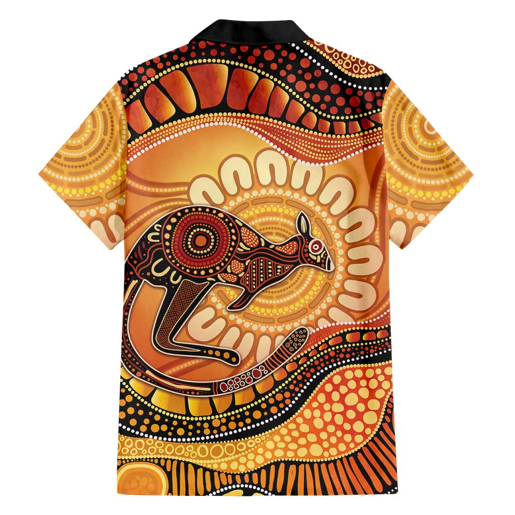 Indigenous Kangaroo Australia Family Matching Off The Shoulder Long Sleeve Dress and Hawaiian Shirt Australian Aboriginal Art Proud