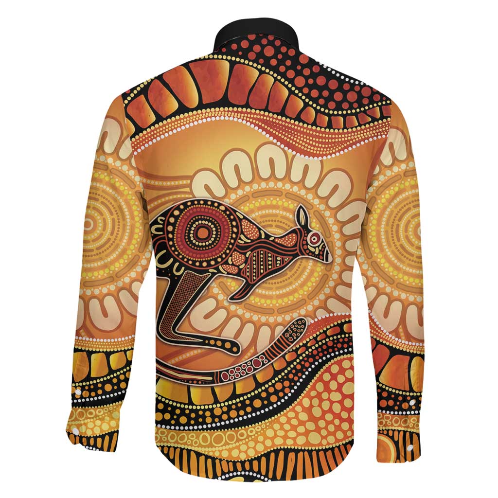 Indigenous Kangaroo Australia Family Matching Off The Shoulder Long Sleeve Dress and Hawaiian Shirt Australian Aboriginal Art Proud
