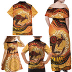 Indigenous Kangaroo Australia Family Matching Off Shoulder Maxi Dress and Hawaiian Shirt Australian Aboriginal Art Proud