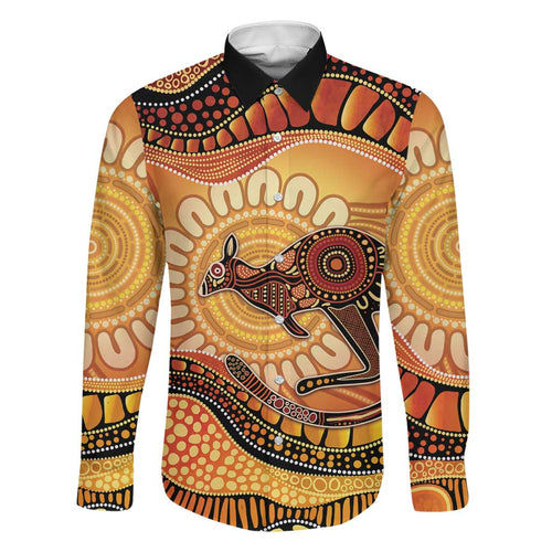 Indigenous Kangaroo Australia Family Matching Off Shoulder Maxi Dress and Hawaiian Shirt Australian Aboriginal Art Proud