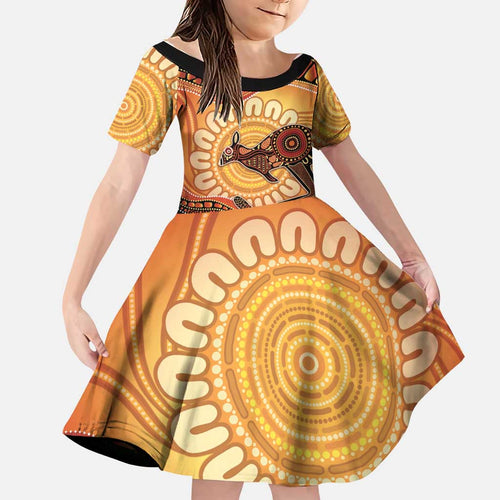 Indigenous Kangaroo Australia Family Matching Puletasi and Hawaiian Shirt Australian Aboriginal Art Proud