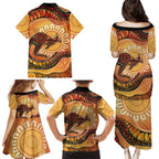 Indigenous Kangaroo Australia Family Matching Puletasi and Hawaiian Shirt Australian Aboriginal Art Proud