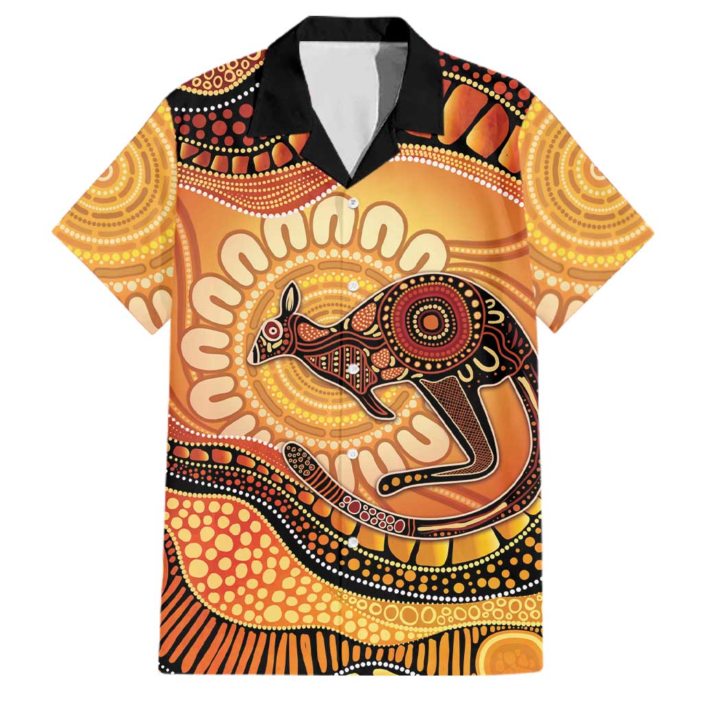 Indigenous Kangaroo Australia Family Matching Puletasi and Hawaiian Shirt Australian Aboriginal Art Proud
