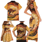 Indigenous Kangaroo Australia Family Matching Short Sleeve Bodycon Dress and Hawaiian Shirt Australian Aboriginal Art Proud