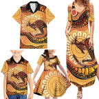 Indigenous Kangaroo Australia Family Matching Summer Maxi Dress and Hawaiian Shirt Australian Aboriginal Art Proud