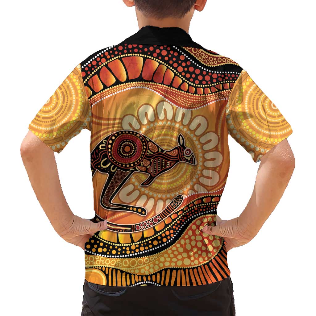 Indigenous Kangaroo Australia Family Matching Summer Maxi Dress and Hawaiian Shirt Australian Aboriginal Art Proud