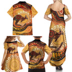 Indigenous Kangaroo Australia Family Matching Summer Maxi Dress and Hawaiian Shirt Australian Aboriginal Art Proud