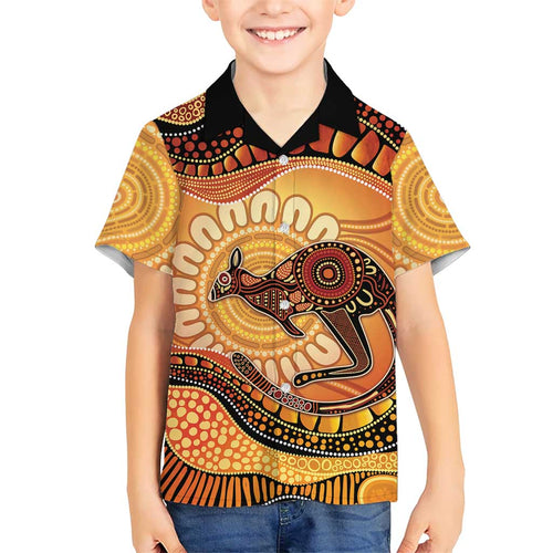 Indigenous Kangaroo Australia Family Matching Summer Maxi Dress and Hawaiian Shirt Australian Aboriginal Art Proud