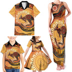 Indigenous Kangaroo Australia Family Matching Tank Maxi Dress and Hawaiian Shirt Australian Aboriginal Art Proud