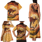 Indigenous Kangaroo Australia Family Matching Tank Maxi Dress and Hawaiian Shirt Australian Aboriginal Art Proud
