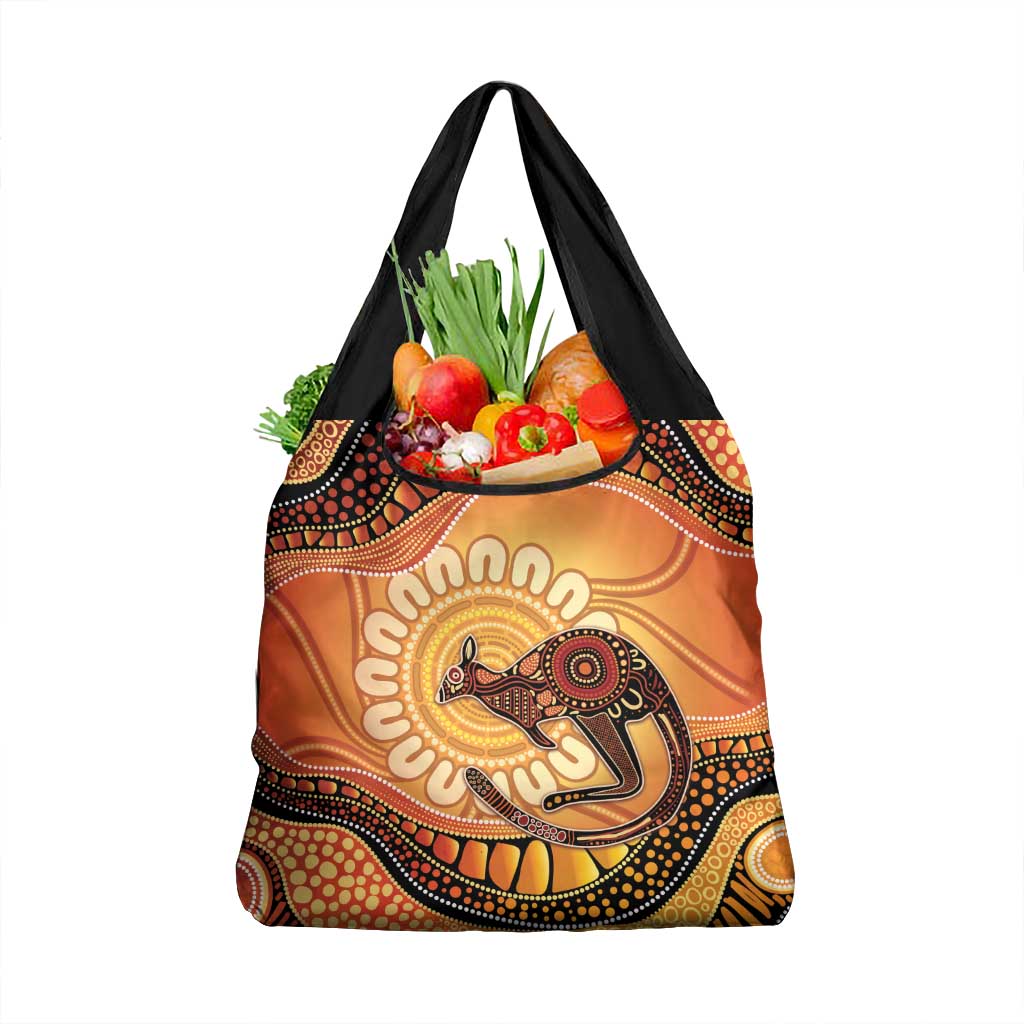Indigenous Kangaroo Australia Grocery Bag Australian Aboriginal Art Proud
