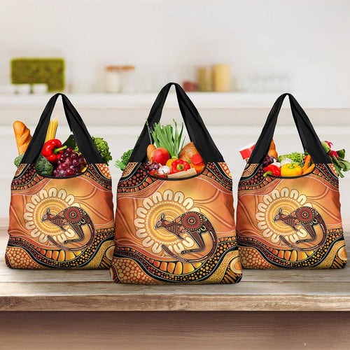 Indigenous Kangaroo Australia Grocery Bag Australian Aboriginal Art Proud