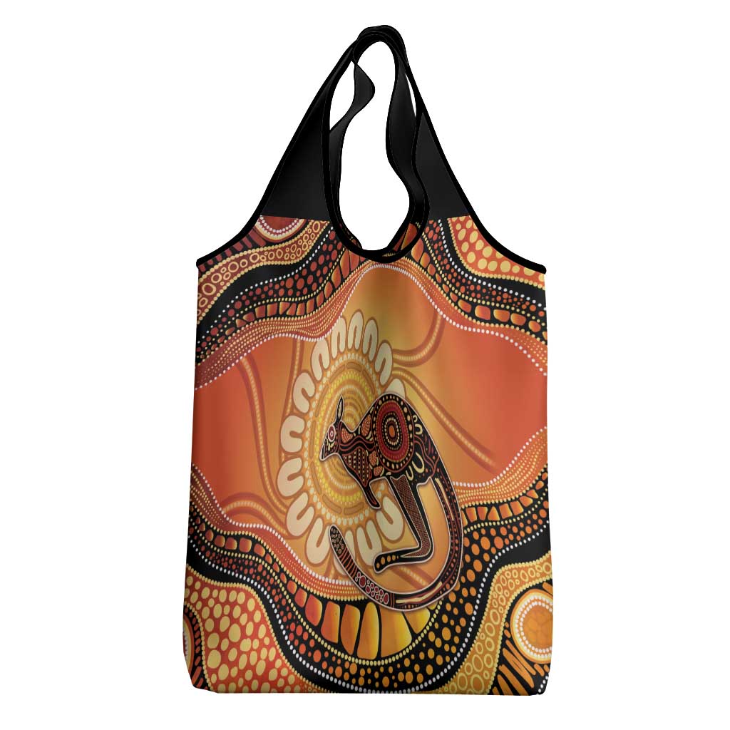 Indigenous Kangaroo Australia Grocery Bag Australian Aboriginal Art Proud