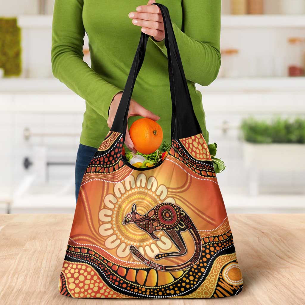 Indigenous Kangaroo Australia Grocery Bag Australian Aboriginal Art Proud