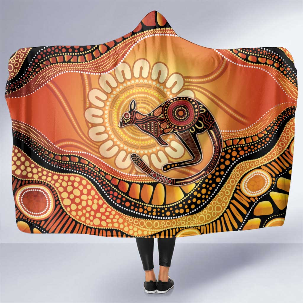 Indigenous Kangaroo Australia Hooded Blanket Australian Aboriginal Art Proud