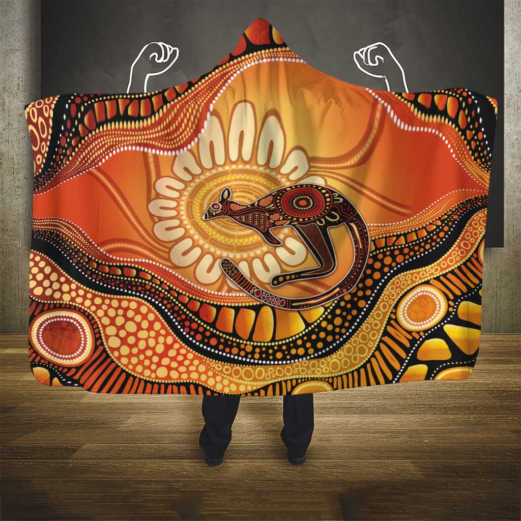 Indigenous Kangaroo Australia Hooded Blanket Australian Aboriginal Art Proud
