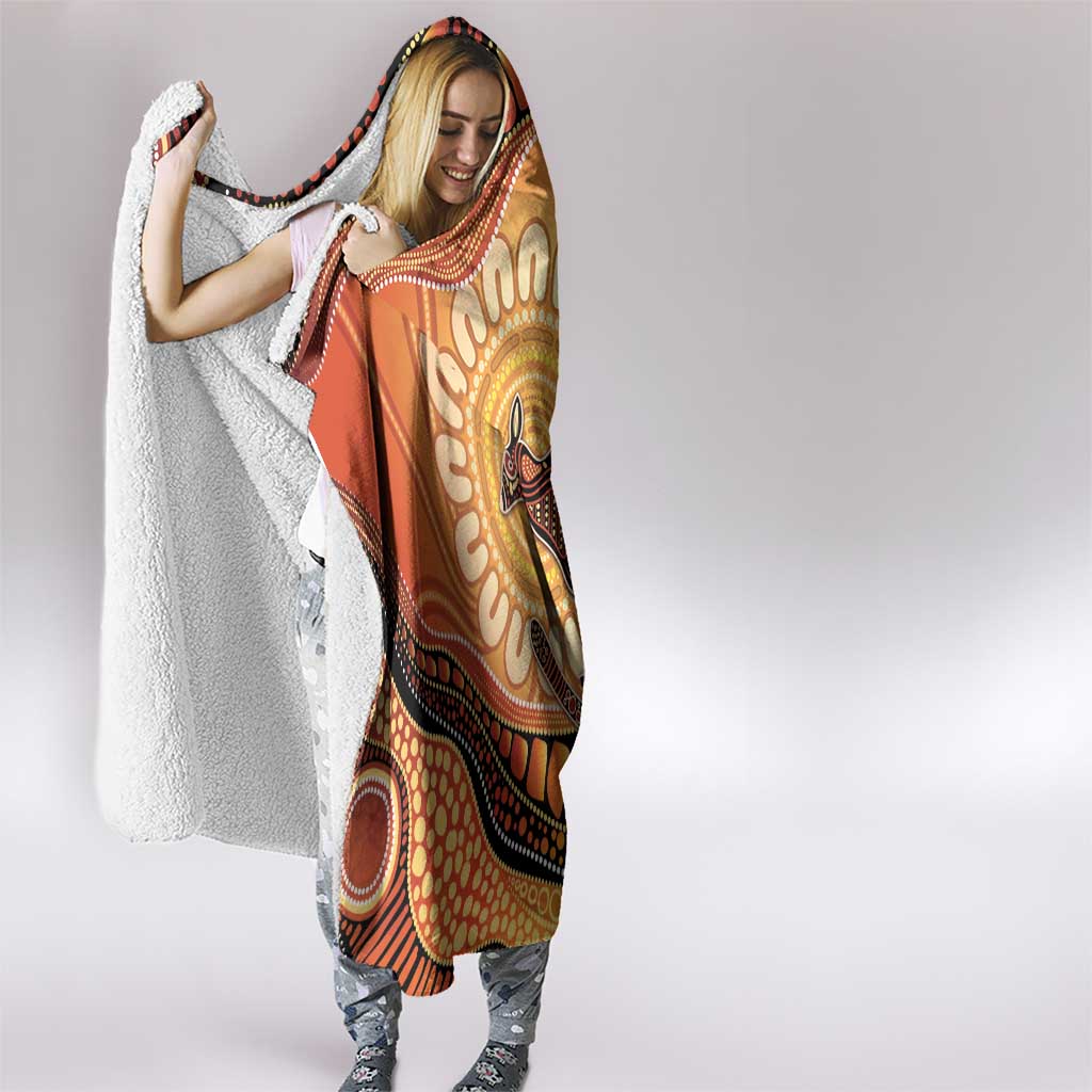 Indigenous Kangaroo Australia Hooded Blanket Australian Aboriginal Art Proud