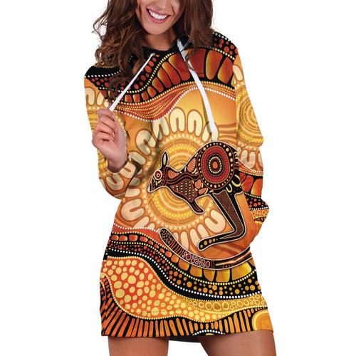 Indigenous Kangaroo Australia Hoodie Dress Australian Aboriginal Art Proud