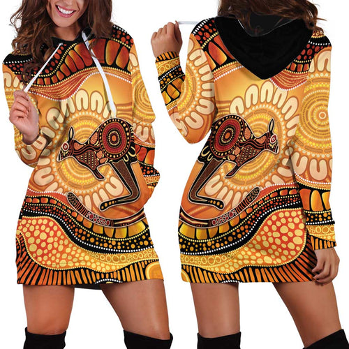 Indigenous Kangaroo Australia Hoodie Dress Australian Aboriginal Art Proud