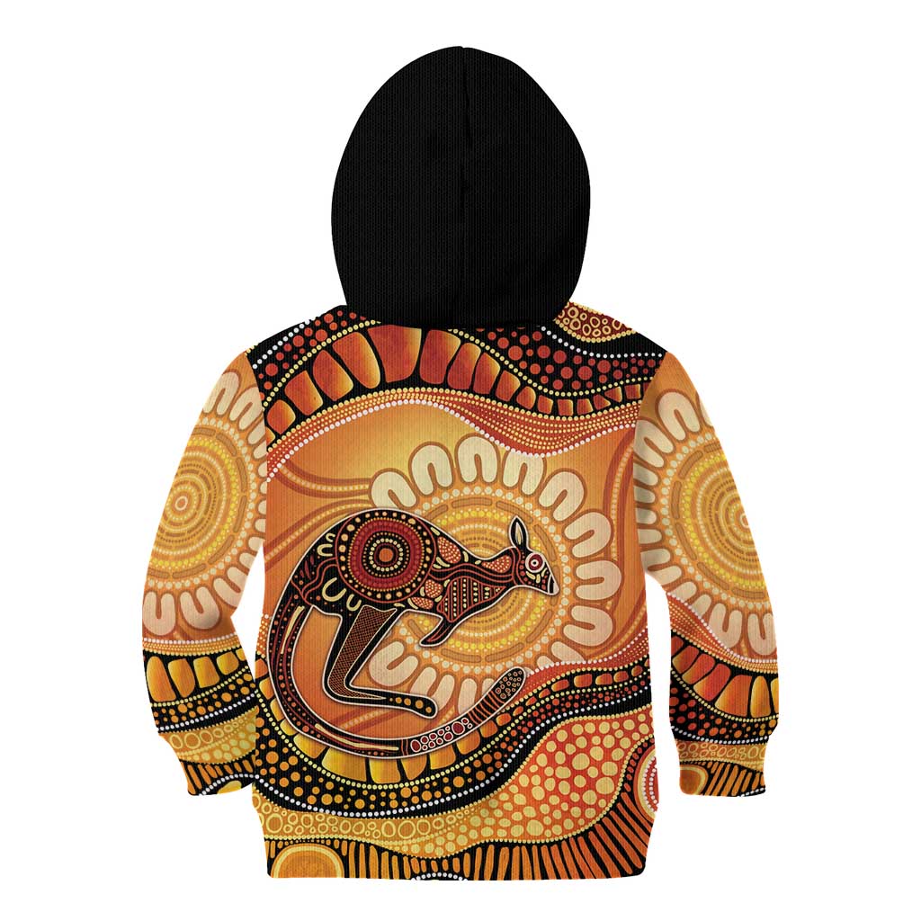Indigenous Kangaroo Australia Kid Hoodie Australian Aboriginal Art Proud