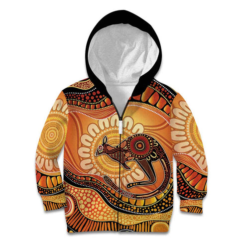 Indigenous Kangaroo Australia Kid Hoodie Australian Aboriginal Art Proud