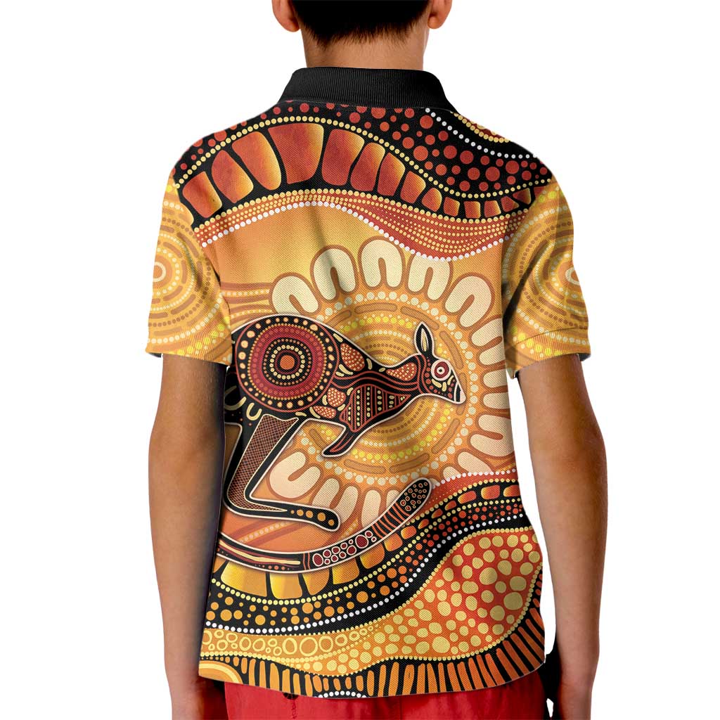 Indigenous Kangaroo Australia Kid Polo Shirt Australian Aboriginal Art Proud