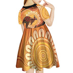 Indigenous Kangaroo Australia Kid Short Sleeve Dress Australian Aboriginal Art Proud