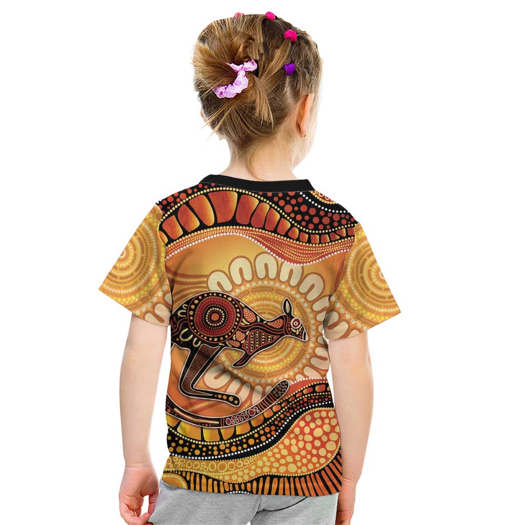 Indigenous Kangaroo Australia Kid T Shirt Australian Aboriginal Art Proud