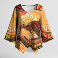 Indigenous Kangaroo Australia Kimono Sleeve Blouse Australian Aboriginal Art Proud