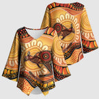 Indigenous Kangaroo Australia Kimono Sleeve Blouse Australian Aboriginal Art Proud