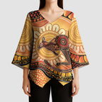 Indigenous Kangaroo Australia Kimono Sleeve Blouse Australian Aboriginal Art Proud