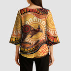Indigenous Kangaroo Australia Kimono Sleeve Blouse Australian Aboriginal Art Proud