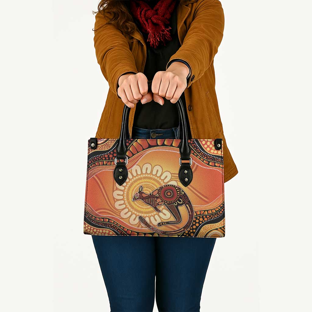 Indigenous Kangaroo Australia Leather Bag Australian Aboriginal Art Proud