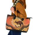 Indigenous Kangaroo Australia Leather Tote Bag Australian Aboriginal Art Proud