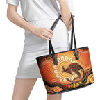 Indigenous Kangaroo Australia Leather Tote Bag Australian Aboriginal Art Proud