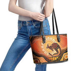 Indigenous Kangaroo Australia Leather Tote Bag Australian Aboriginal Art Proud