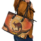 Indigenous Kangaroo Australia Leather Tote Bag Australian Aboriginal Art Proud