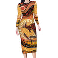 Indigenous Kangaroo Australia Long Sleeve Bodycon Dress Australian Aboriginal Art Proud
