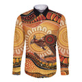 Indigenous Kangaroo Australia Long Sleeve Button Shirt Australian Aboriginal Art Proud