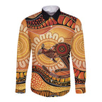 Indigenous Kangaroo Australia Long Sleeve Button Shirt Australian Aboriginal Art Proud