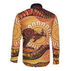 Indigenous Kangaroo Australia Long Sleeve Button Shirt Australian Aboriginal Art Proud