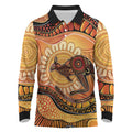 Indigenous Kangaroo Australia Long Sleeve Polo Shirt Australian Aboriginal Art Proud
