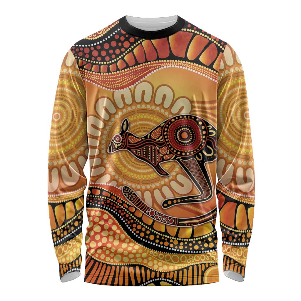 Indigenous Kangaroo Australia Long Sleeve Shirt Australian Aboriginal Art Proud