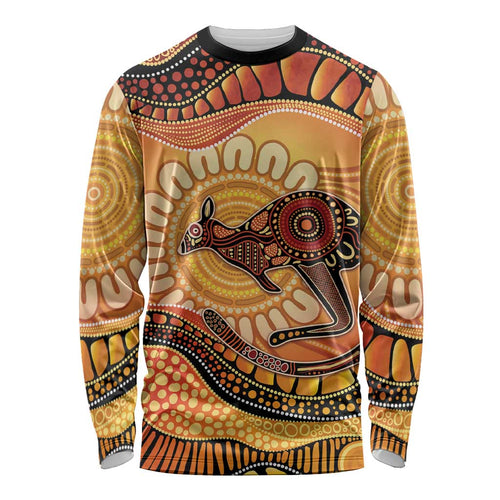 Indigenous Kangaroo Australia Long Sleeve Shirt Australian Aboriginal Art Proud