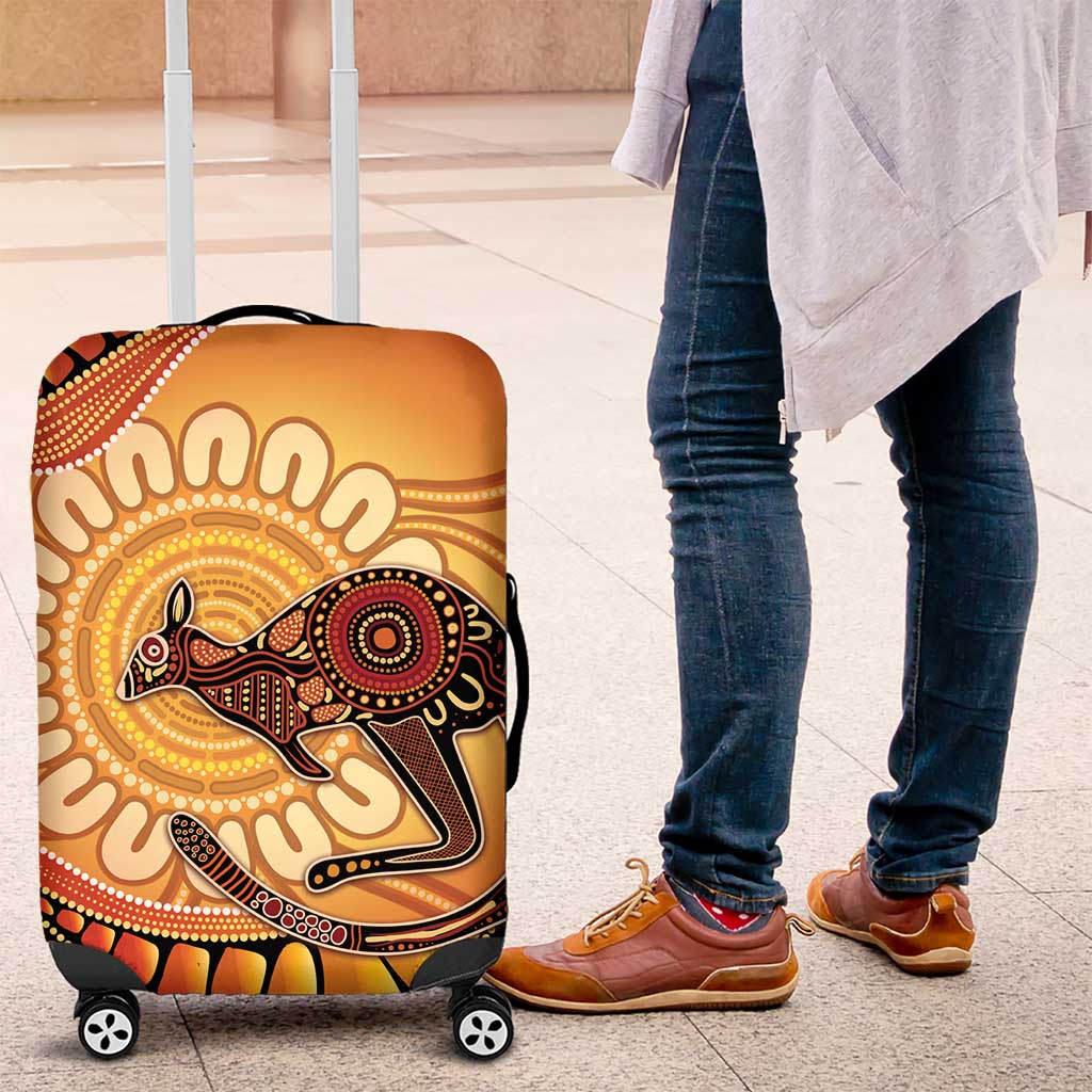 Indigenous Kangaroo Australia Luggage Cover Australian Aboriginal Art Proud