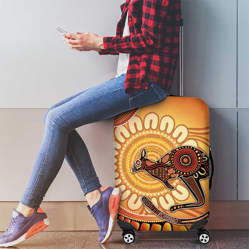 Indigenous Kangaroo Australia Luggage Cover Australian Aboriginal Art Proud